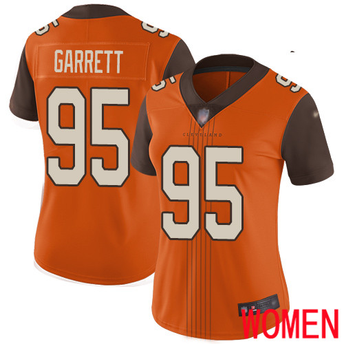 Cleveland Browns Myles Garrett Women Orange Limited Jersey 95 NFL Football City Edition